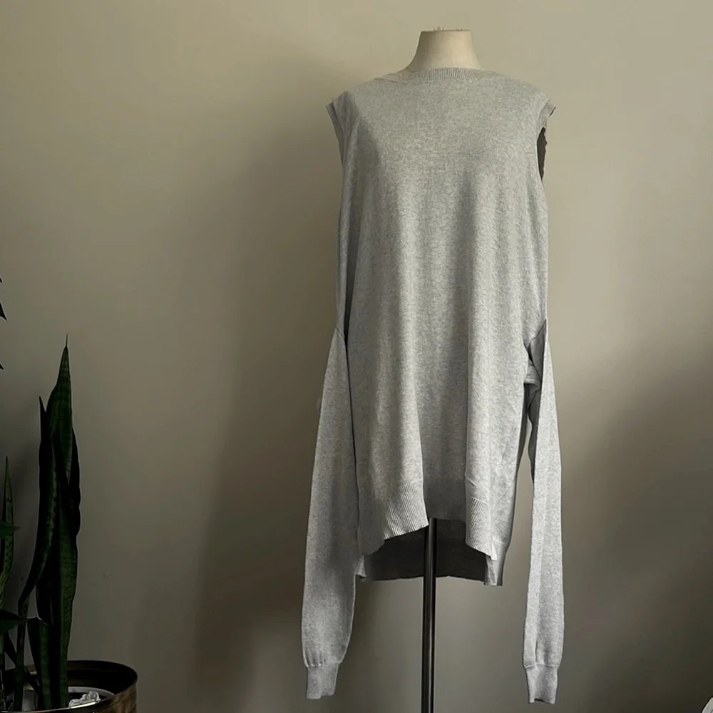 CURRENT/ELLIOTT Cotton Cashmere Mix Gray Sleeveless Sweater Dress sz Large 3 - Picture 3 of 8